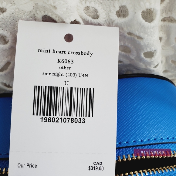 🎁 BEAUTIFUL MINI HEART KATE SPADE CROSSBODY NIGHT BLUE VALENTINE LOVE BAG - Picture 7 of 8